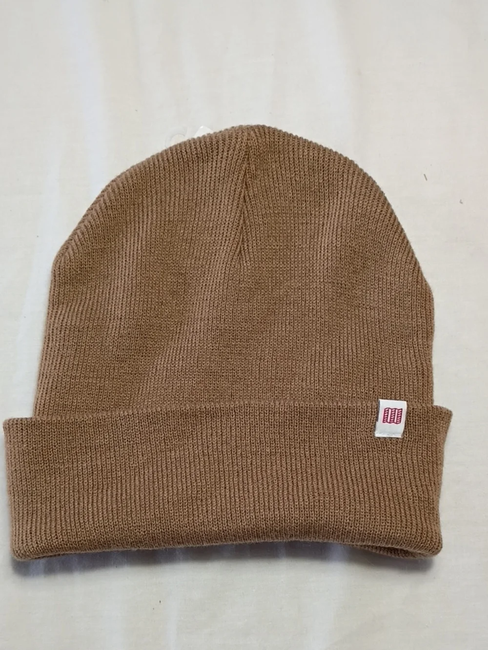 NWT Topo Designs Oatmeal Knit Wool Blend Beanie With Logo One Size Winter